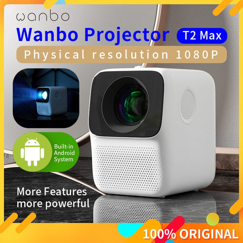 #Global Version# Wanbo T2 MAX LCD Projector LED Support 1080P Vertical keystone Correction Portable Mini Home Theater Projector