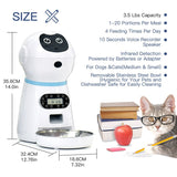Automatic Cat Feeder 3L Pet Food Dispenser Feeder Medium and Large Cat Dog 4 Meal Voice Recorder and Timer Food Bowls