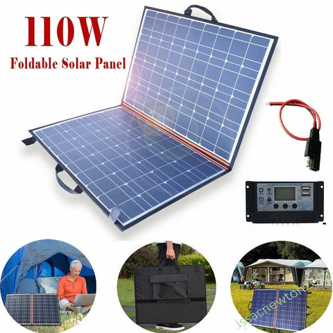 110W Foldable Solar Panel with 20A Solar ControllermodulFur Travel Camping Car 12V Battery Charging