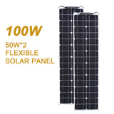 100w flexible solar panel 50w 12v mono high efficiency charge solar panels system for home camping RV